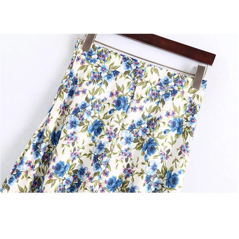 

LORDXX Floral Skirt Women 2018 Summer Midi High waist Boho Beach Skirt Female Vintage Elegant A line Split Skirts for women
