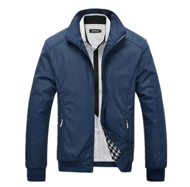 Для мужчин куртка осень зима синий зеленый черный Slim Fit с длинным рукавом на