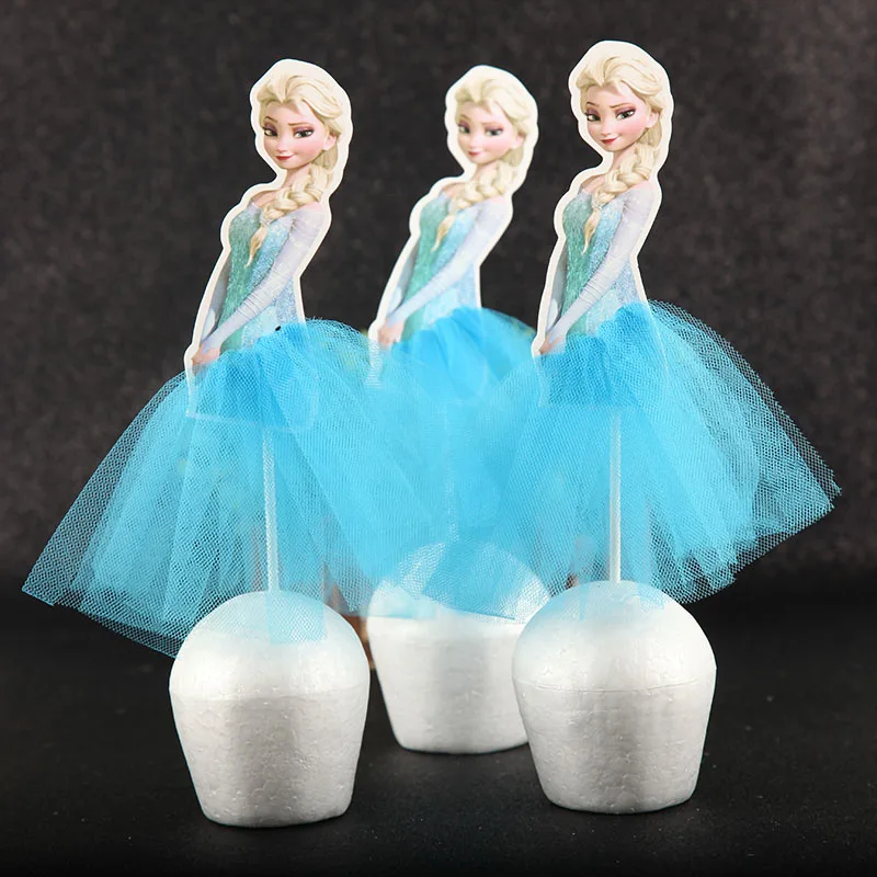 topper 1pcs Вечерние украшения принцессы Эльзы и Анны для вечеринки в честь Дня Рождения; Детский комплект Эльзы для дня рождения; праздничные принадлежности для дня рождения - Цвет: topper 1pcs