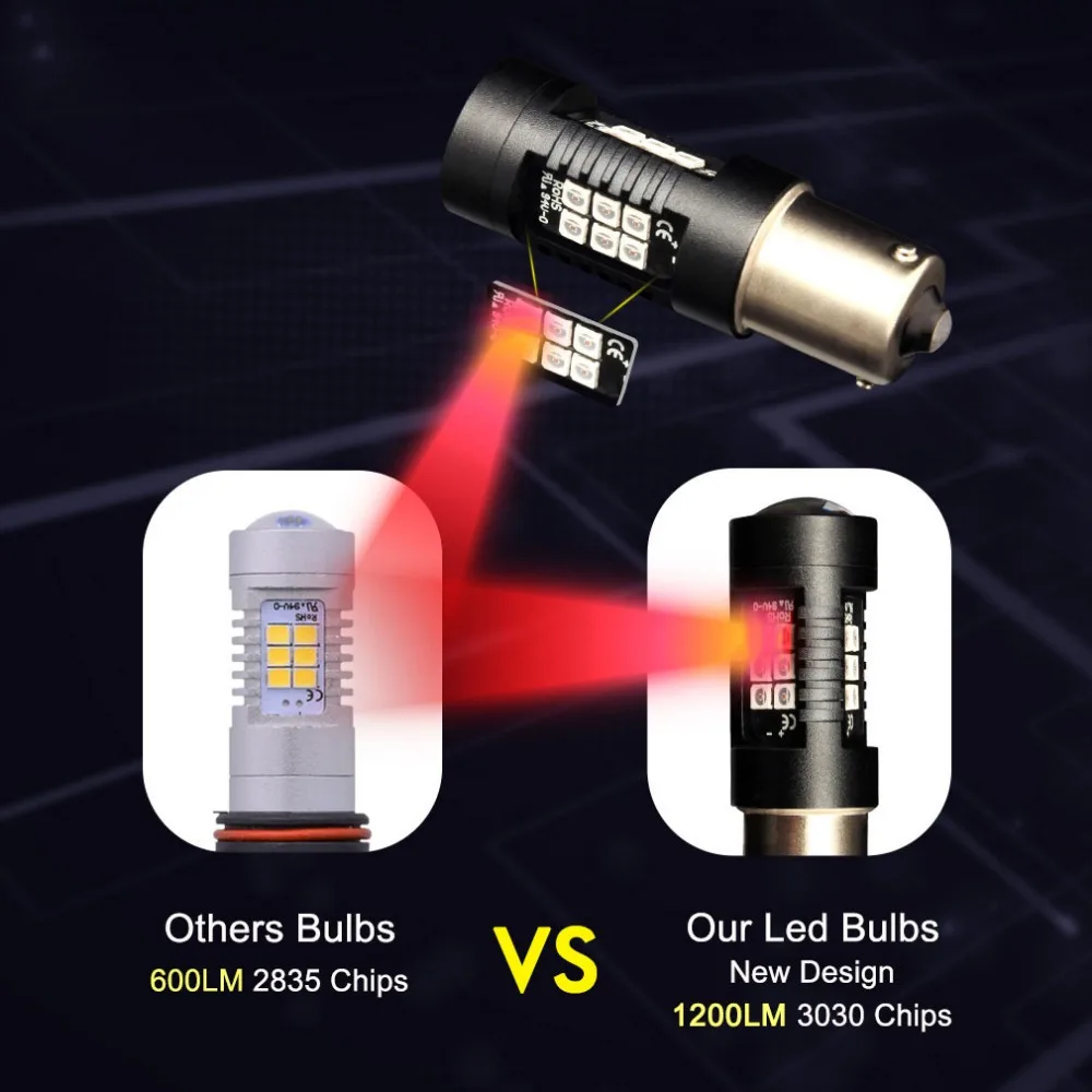 Светодиодный фонарь поворота автомобиля BAU15S 2 шт. светильник 21SMD 1156 белый красный