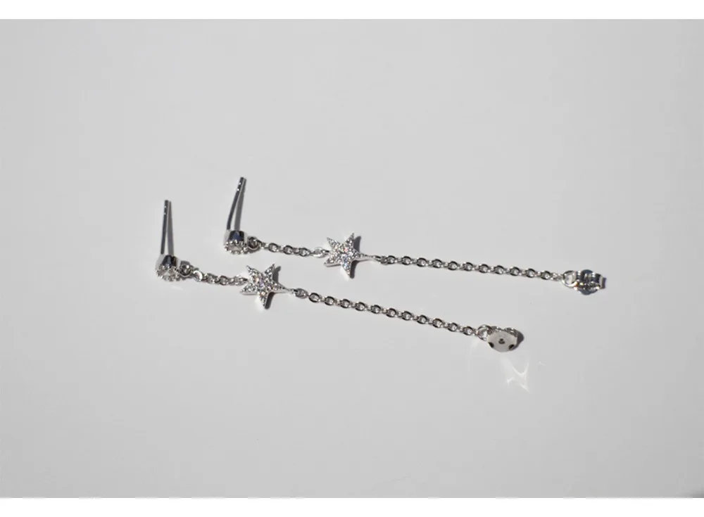 Серьги из стерлингового серебра 925 пробы, модные серьги-гвоздики с цирконием в форме звезды, короткие серьги в виде проволоки, милые универсальные простые серьги для девушек