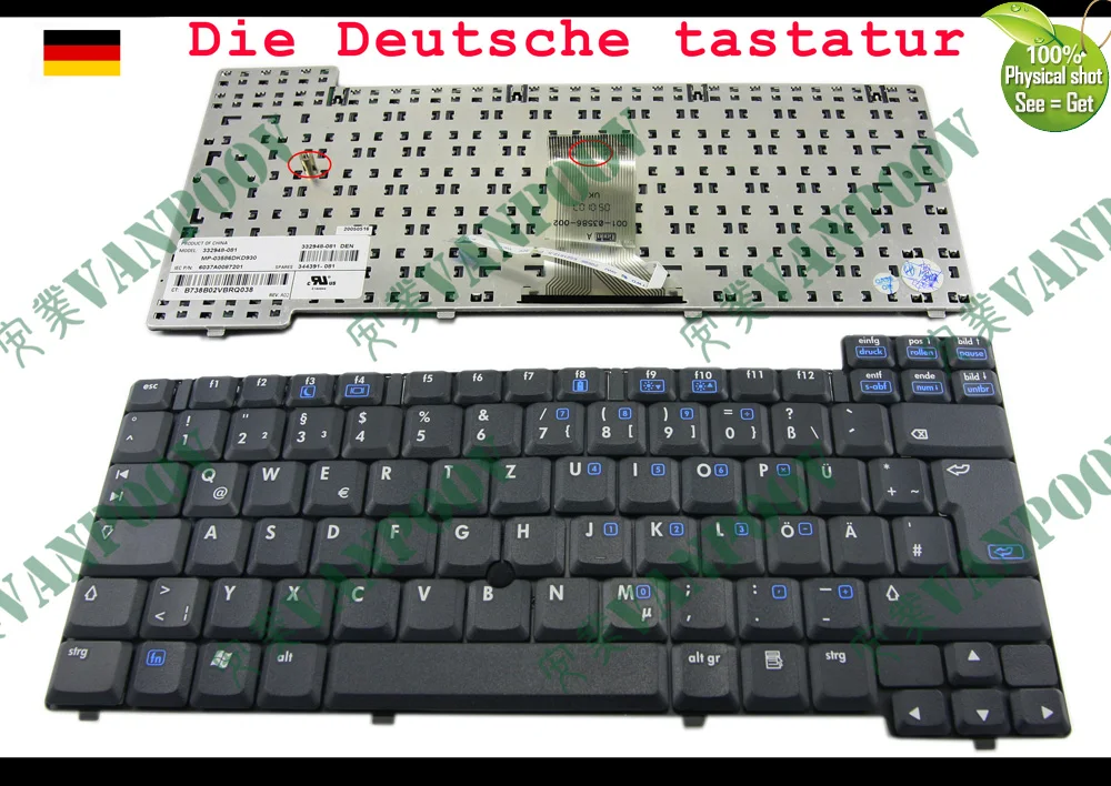 New Laptop keyboard for HP Compaq Presario V1000 nx5000 nc6000 Black German GR Deutsch DE (QWERTZ) Version - MP-03586D0D930 | Компьютеры и