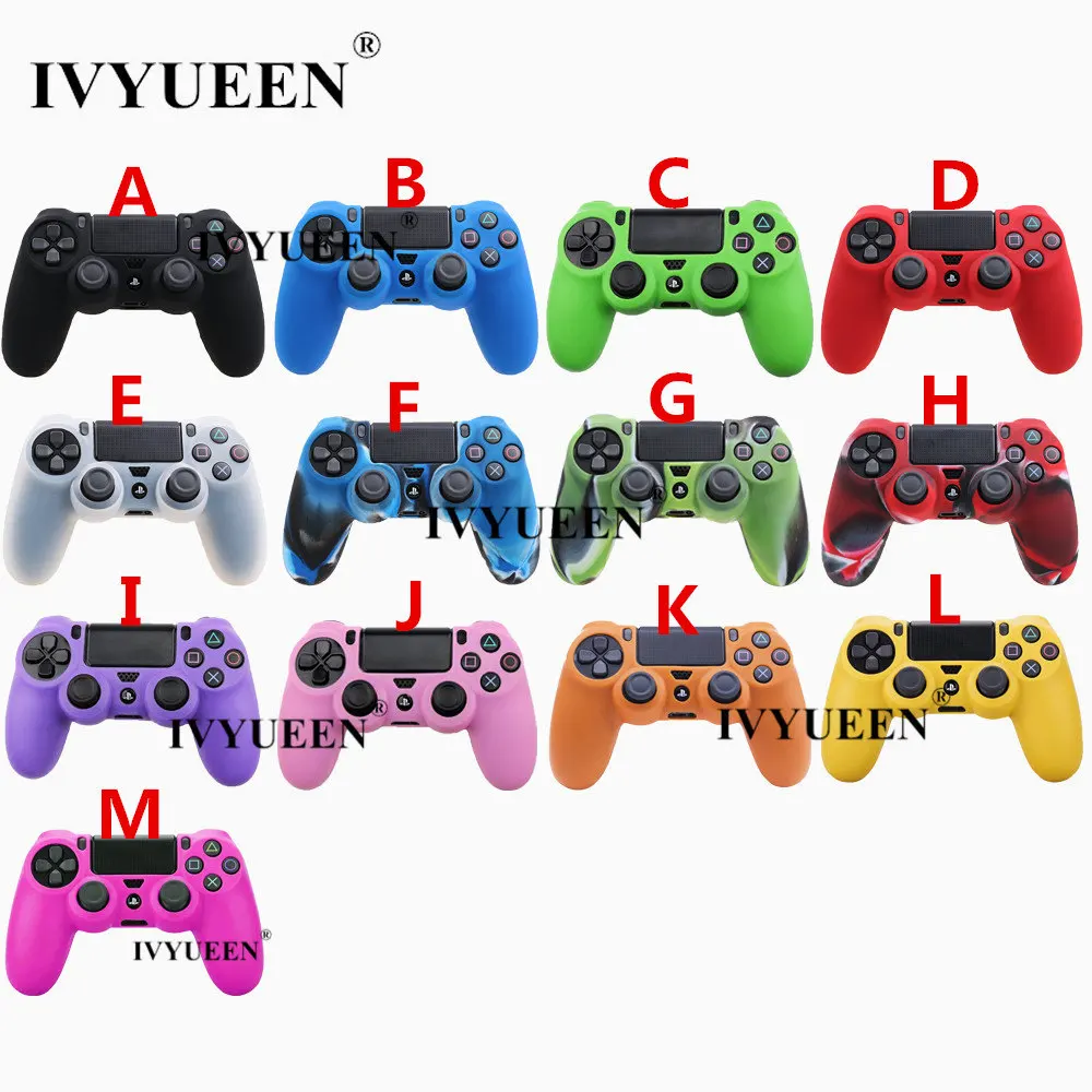 10 sets case Силиконовый чехол IVYUEEN 10 комплектов для dualshock 4 playstation 4 PS4 Pro Slim с джойстиком - Цвет: 10 sets case