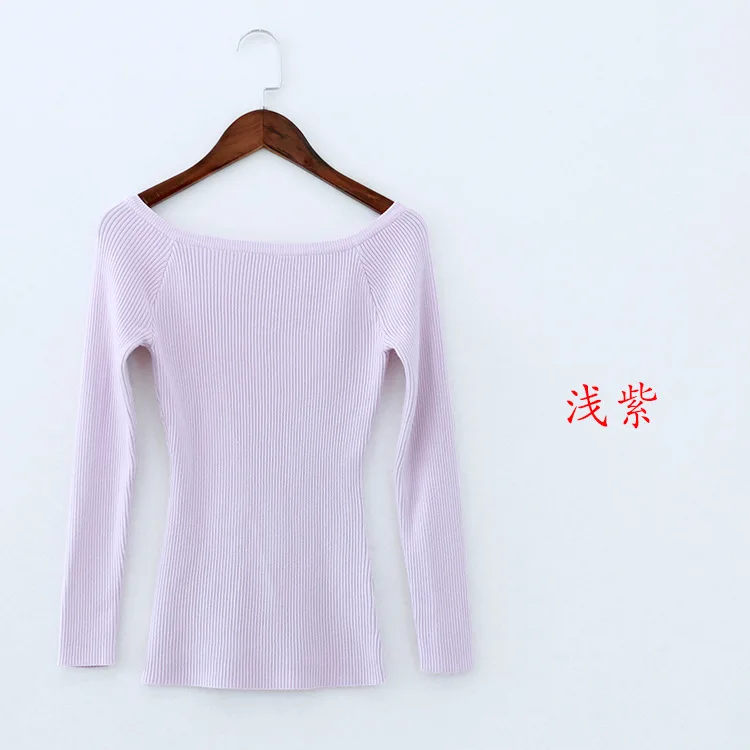 off shoulder Sweaters Women 2018 female pullovers 20 colors fashion ladies knitting tops autumn white pink yellow Sweater Mujer | Женская