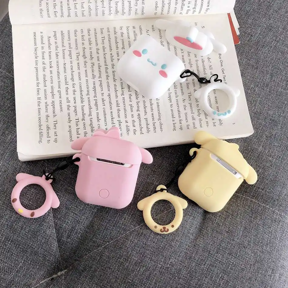 Чехол для AirPods с милым мультяшным рисунком Cinnamoroll Melody Purin, чехол для наушников s для Apple Airpods, защитный чехол с кольцом на палец
