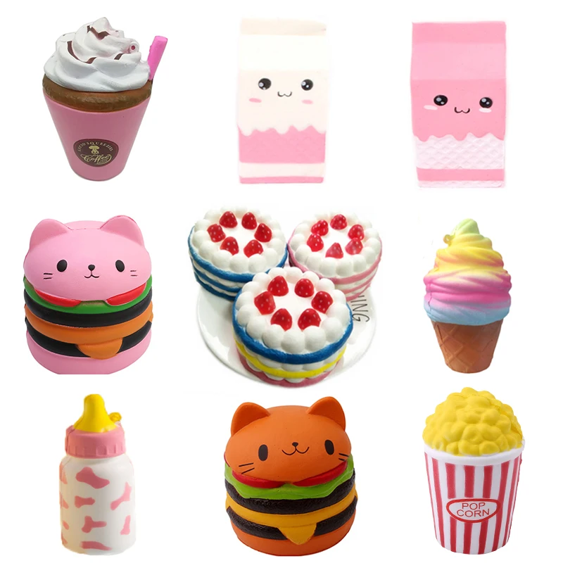

2018 Jumbo Squishy Toys Children Slow Rising Antistrss Toy Cat Hamburger Fries Squishies Stress Relief Toy Funny Kids Gift toy