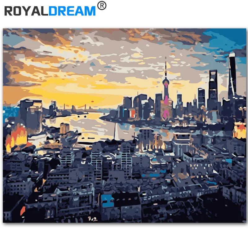 

Набор для рисования по номерам на холсте, с изображением городского неба