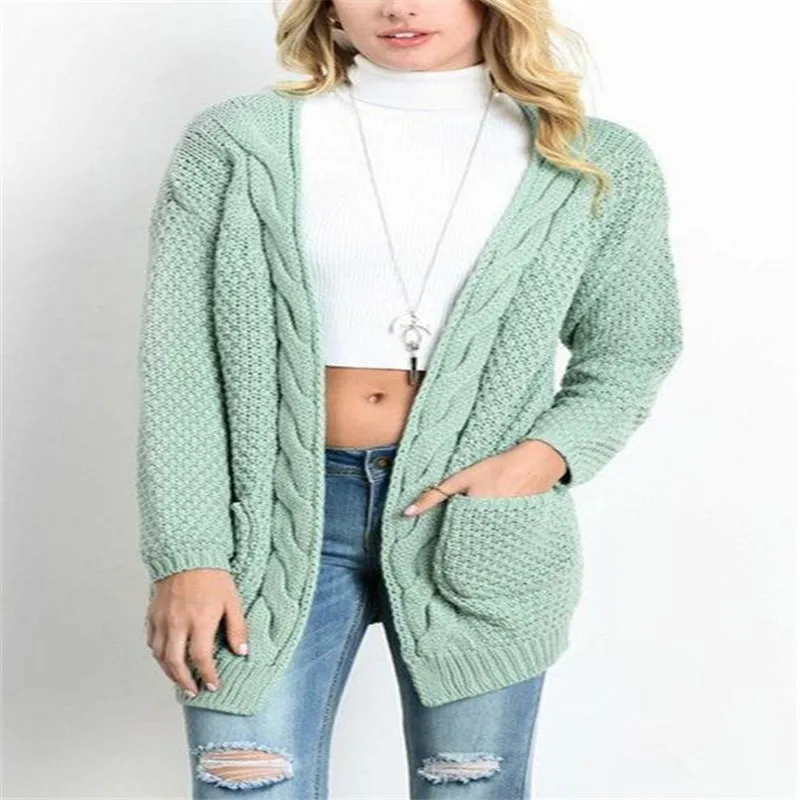 

Women Knitted Cardigan Sweater Coat European And American Wind Long Fashion Cardigan Sweater College Wind Loose Sweater