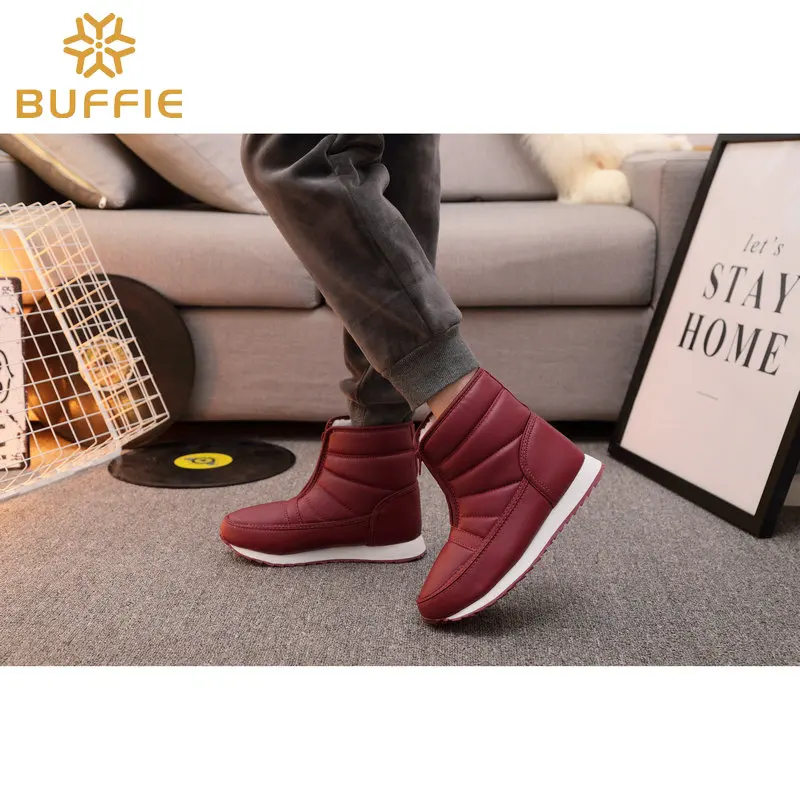 Теплые женские зимние ботинки легкие на молнии в ношении противоскользящие