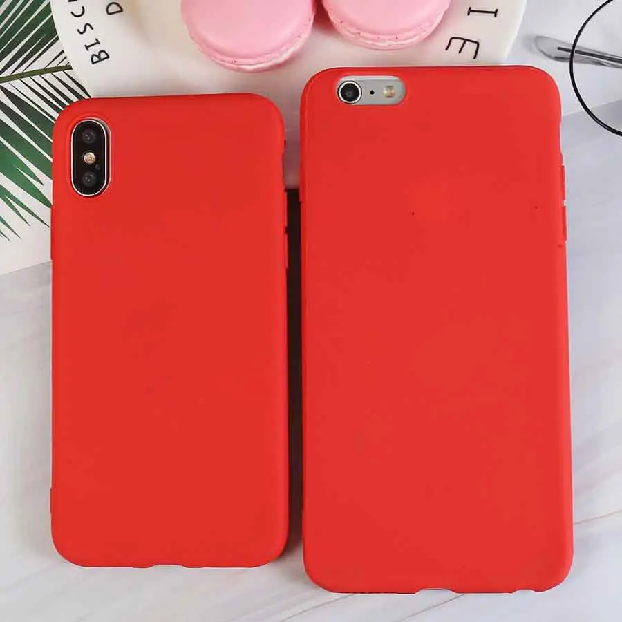 Роскошный Красный Мягкий силиконовый чехол для телефона iPhone X XR XS Max 5 5S SE 6 6S 7 8 Plus