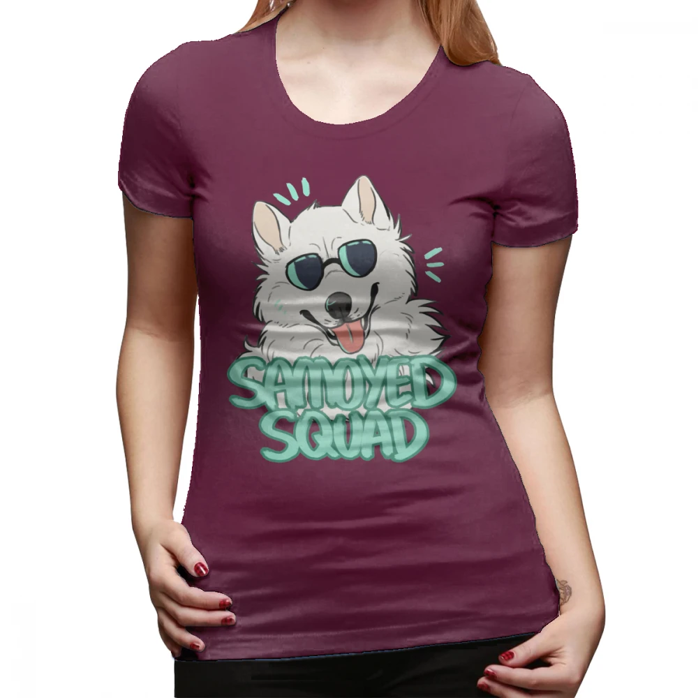 Футболка Samoyed Dogs футболка SAMOYED SQUAD Футболка с принтом 100 хлопчатобумажная женская футболка Kawaii темно-синяя Летняя женская футболка с круглым вырезом - Цвет: Коричневый