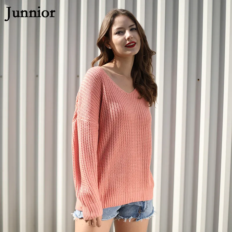 Girls Sweaters 2018 Winter Plus Size Fashion Women Streetwear Sweet V-neck Pullovers Candy Colors Age Reduction Youth | Женская одежда