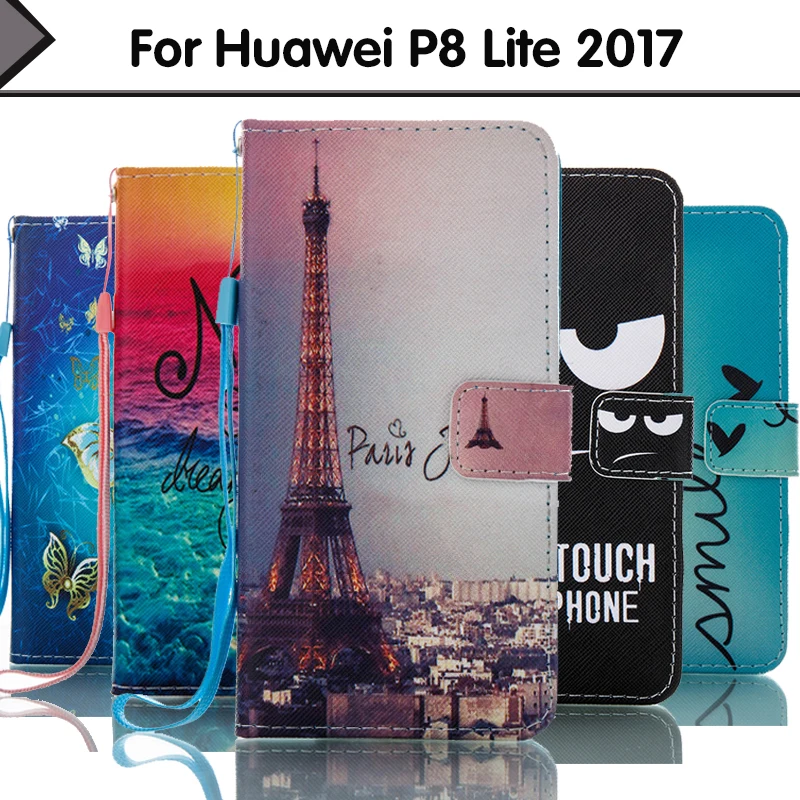 Для Huawei P8 Lite 2017 чехол силиконовый милый кошелек Флип Кожаные чехлы для телефонов
