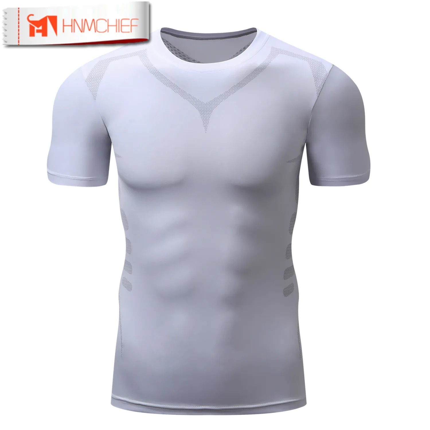 Мужская компрессионная футболка HNMCHIEF для фитнеса с коротким рукавом