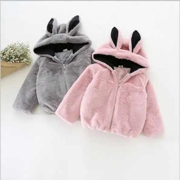 Детское пальто с искусственным кроличьим мехом Новинка 2019 года милое осенне
