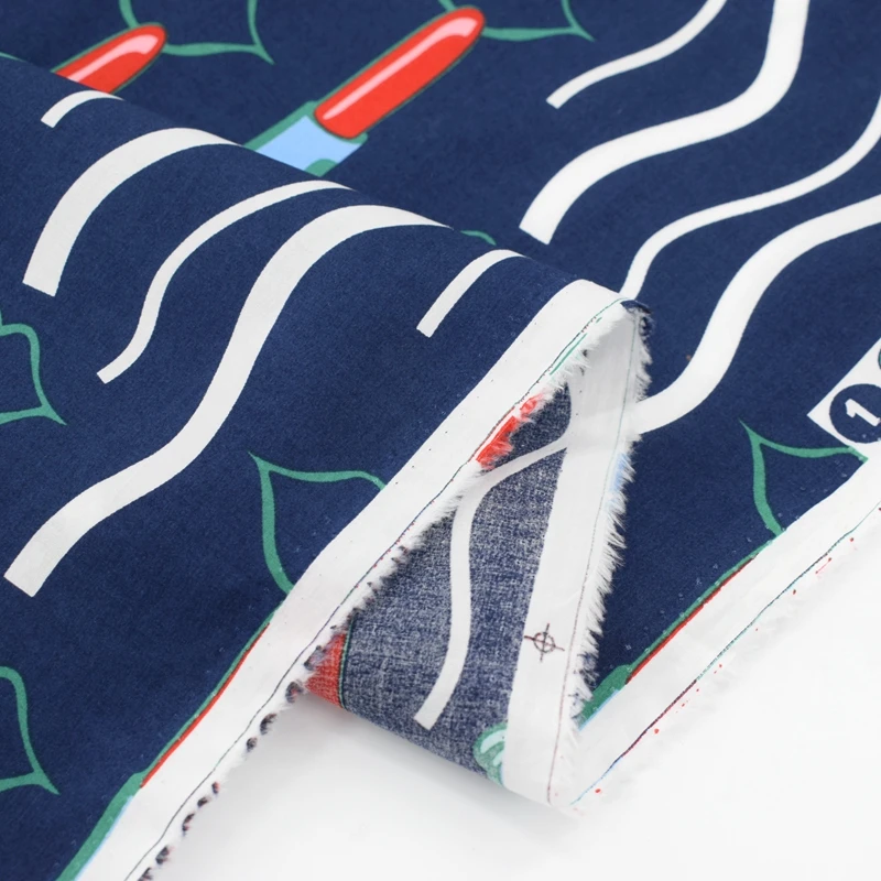 

The deep blue bottom waves lipstick reactive dyeing pure cotton fabric for summer dress telas por metros tissu au metre vestido