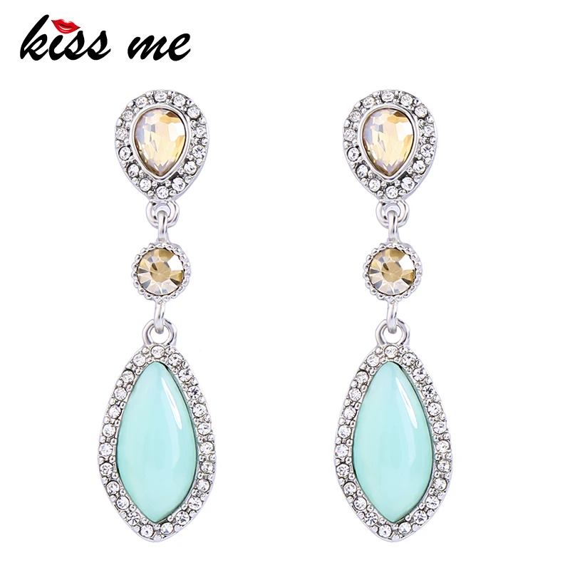 KISS ME синие серьги из смолы в виде капли воды Стразы висячие фирменный дизайн