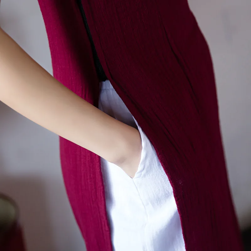 Традиционное платье Ципао Aodai из Вьетнама длинное хлопка и льна в китайском стиле