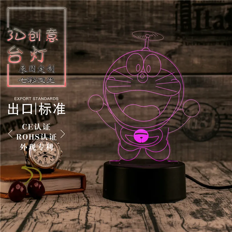 3D светодиодное освещение креативный подарок ночник настольная лампа Doraemon