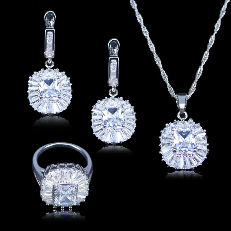 L &amp B Израиль простой Стиль белый кристалл циркония серебро Цвет Наборы