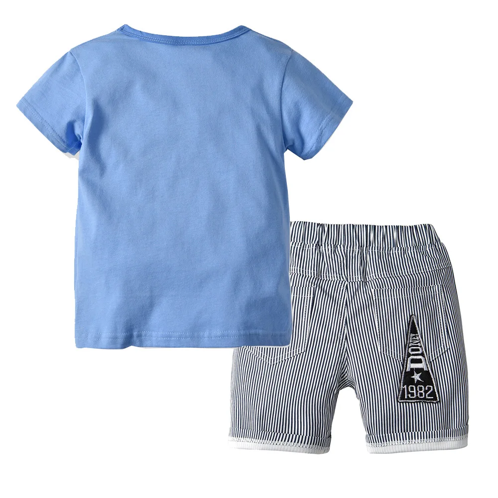 Boy cotton Floral Jumper T-shirts with Striped Pants Baby clothes Kids Clothing Summer Fashion Casual 2PCS Outfits |