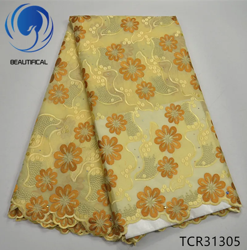 BEAUTIFICAL cotton white swiss lace voile african fabric high quality for wedding hot sale 5yards/piece TCR313 | Дом и сад