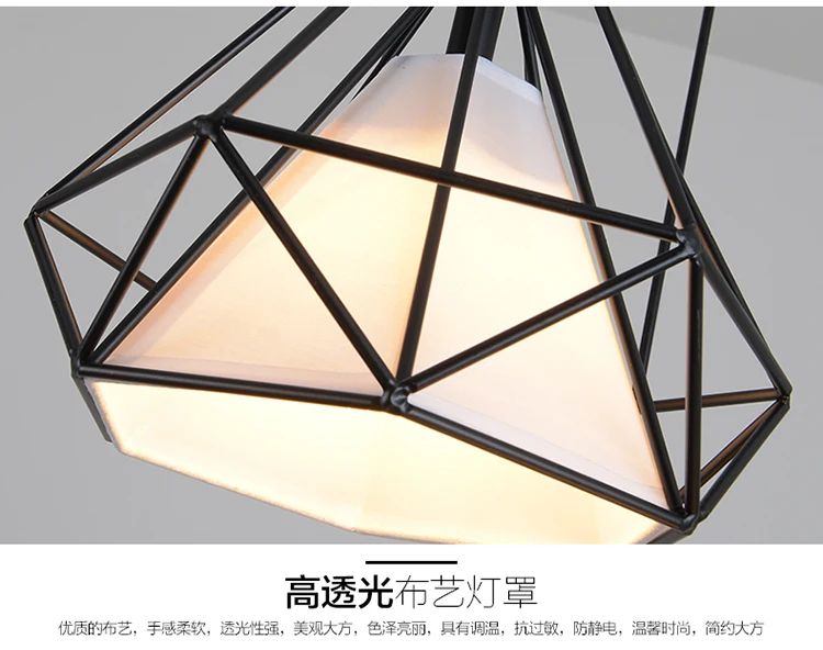 E27 простая современная люстра из кованого железа для скандинавского обучения