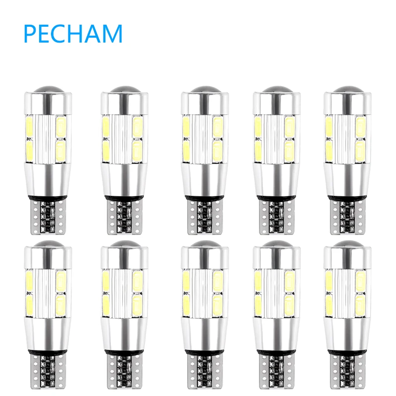 Pecham 10 шт. Высокая мощность T10 без ошибок W5W 194 для SAMSUNG Chip 5630 10smd Светодиодная лампа