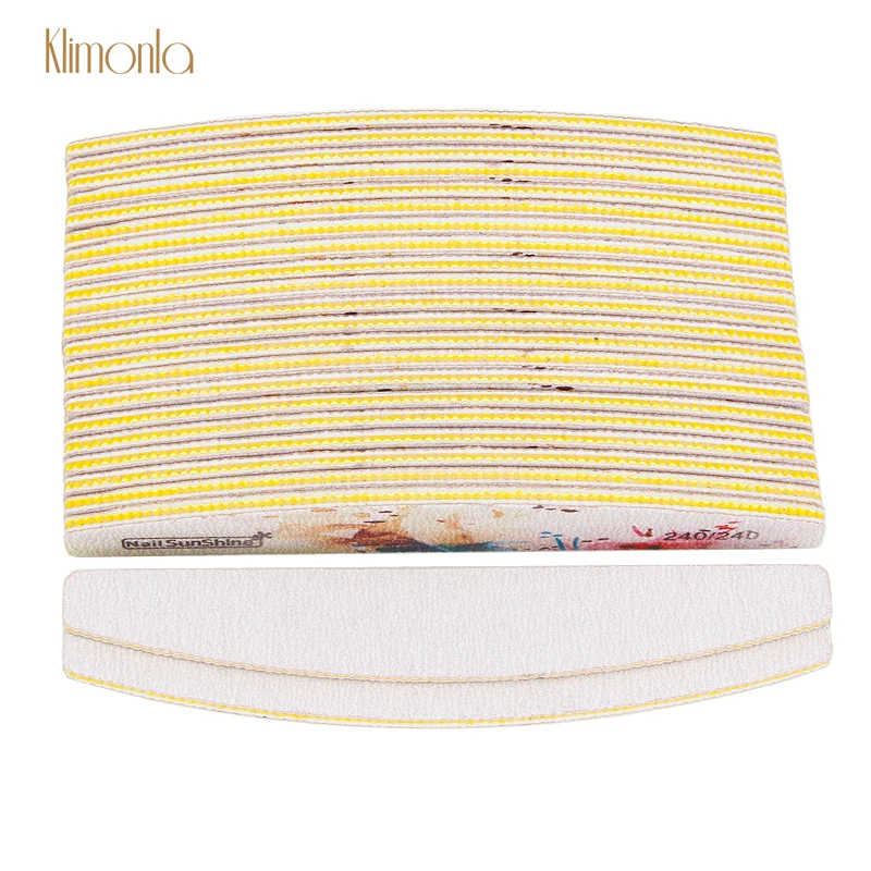 

50 шт./лот профессиональная полулунная пилка для ногтей 240/240 шлифовка для ногтей шлифовка полировка инструменты для педикюра и маникюра опто...