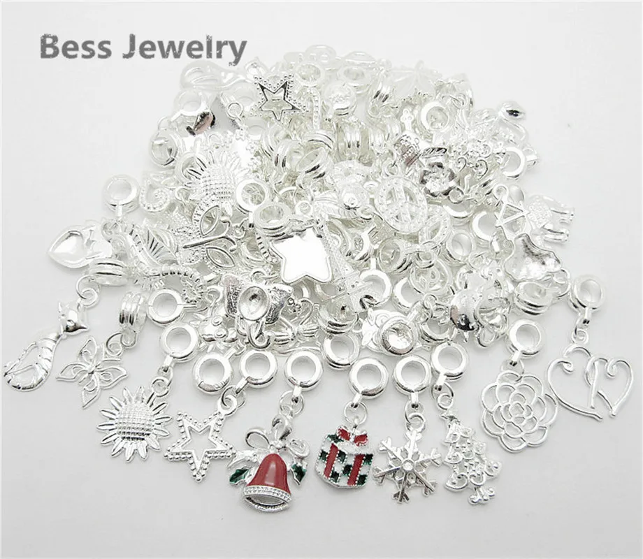 Амулеты большая дыра с посеребренным покрытием новый микс 30 шт. Рождественский