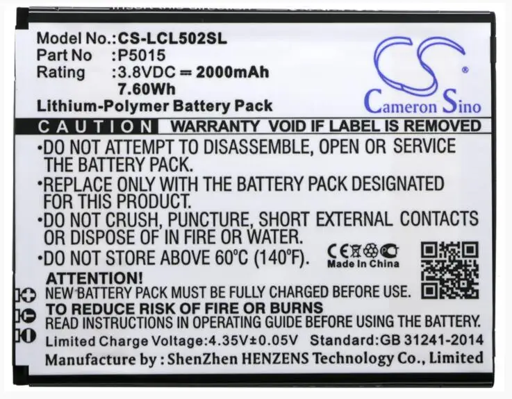 Cameron Sino 2000mAh аккумулятор для LOGICOM L-ITE 502 P5015 (1ICP4/58/74) мобильный смартфона | Мобильные