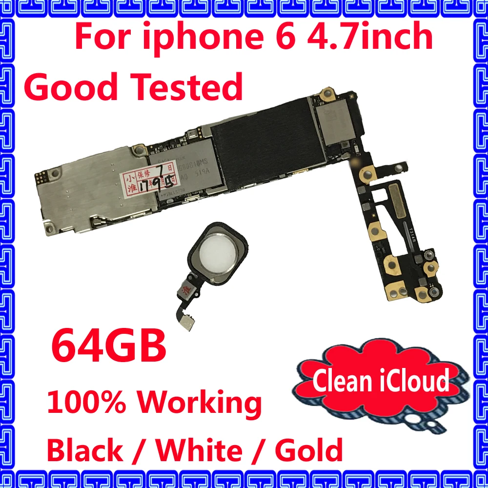 Оригинальная материнская плата IOS с чипами для iphone 6 Бесплатная iCloud 64 ГБ
