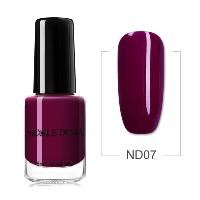Red ND07 NICOLE DIARY 73 цвета лак для ногтей красный серый блеск жемчужины для дизайна ногтей лак на водной основе маникюр лак для ногтей 6 мл - Цвет: Red ND07