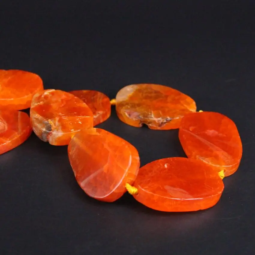 Approx8PCS/strand Large Natural Orange Crack vein Agates Stone Slab Nugget Loose Beads,Onxy Gems Slice Pendant Jewelry Making