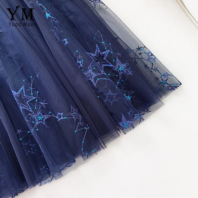 YuooMuoo качественная кружевная сетчатая юбка с вышивкой в виде звезд 2019 летняя