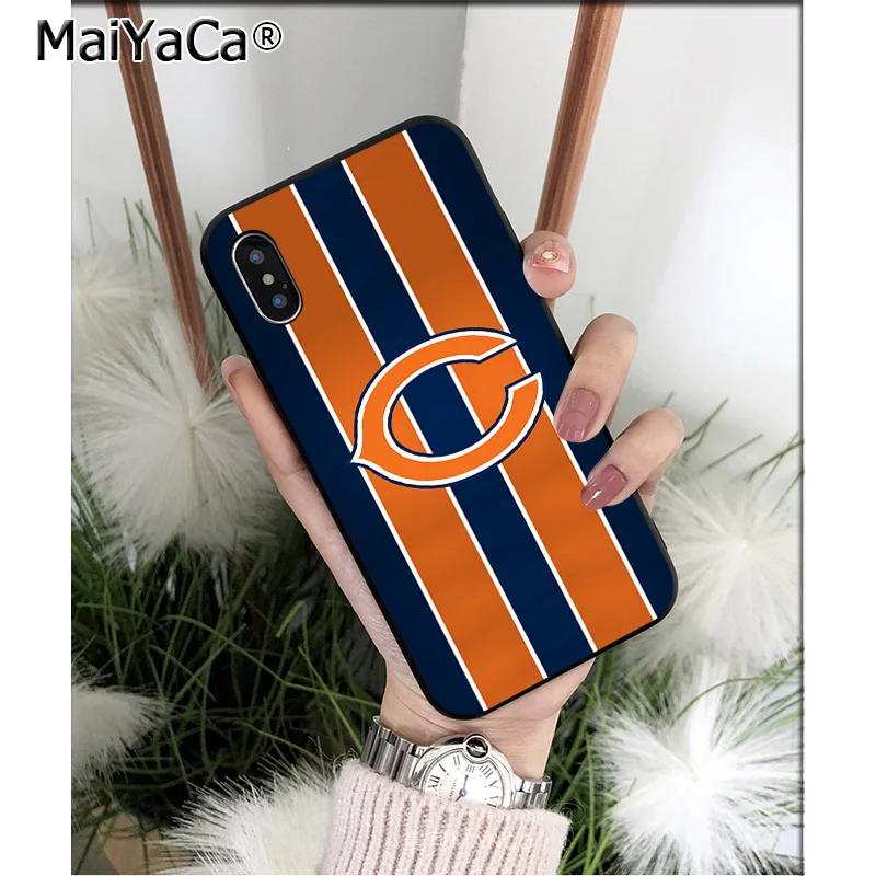 MaiYaCa Chicago Bears мягкий, силиконовый, из ТПУ черный чехол для телефона Apple iPhone 8 7 6 6S Plus X XS MAX 5 5S SE XR чехол