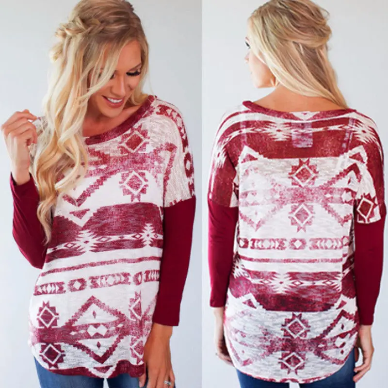 Винтажная футболка с цветочным принтом в этническом стиле длинными рукавами и