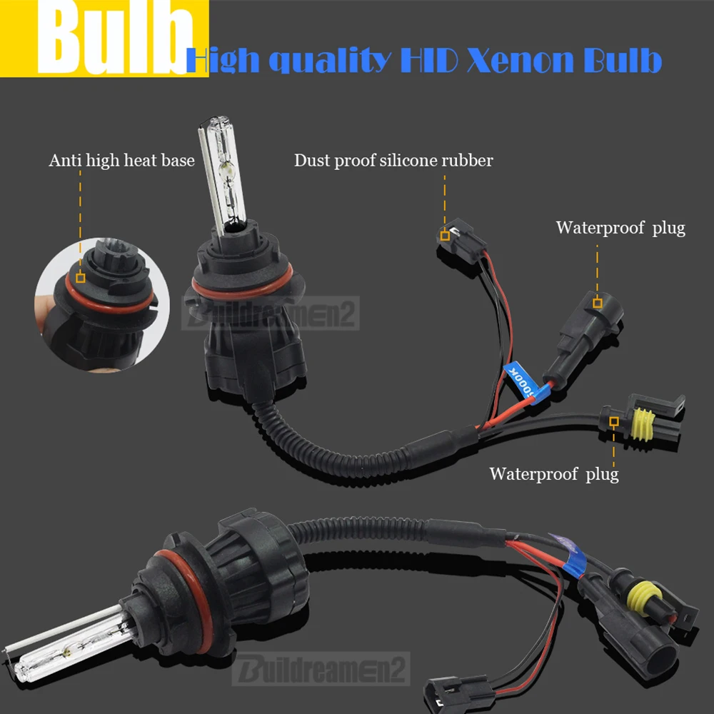 Buildreamen2 55W 9007 Hi/Lo фара AC Xenon свет комплект балласт + лампа жгутовый провод 4300 K 12000