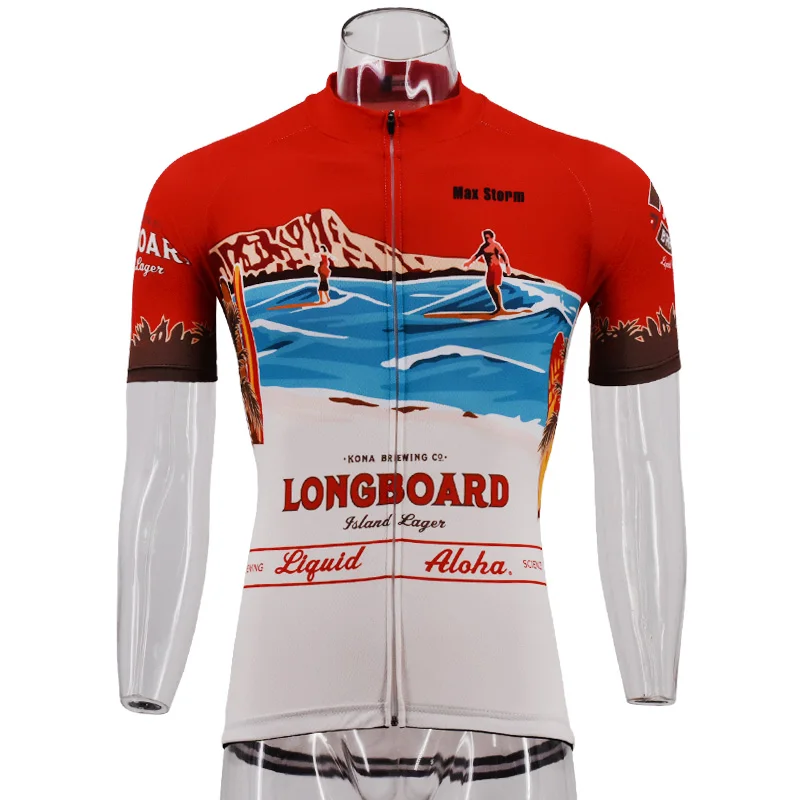 2021 Джерси для велоспорта красный летний интересный Гавайский пейзаж