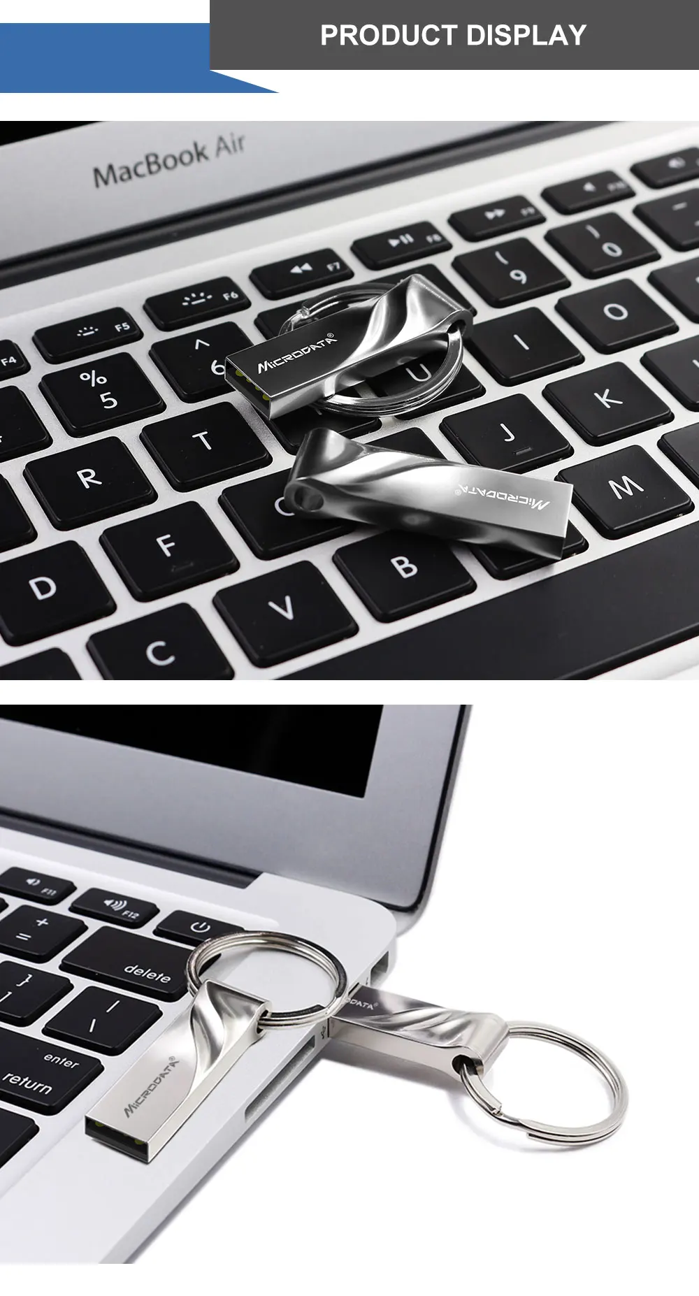 Водонепроницаемый USB флеш-накопитель 8 ГБ 16 ГБ 32 ГБ 64 Гб 128 ГБ флеш-накопитель USB флешка серебристый металлический флеш-накопитель U диск Флешка с кольцом для ключей