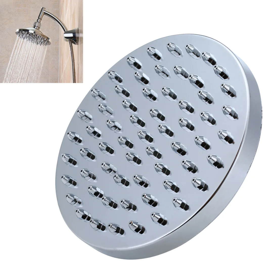 

6 Inch Round Shower Head Rainfall ShowerHead Chrome Finish With Swivel Ball Connection for Bathroom Accessory