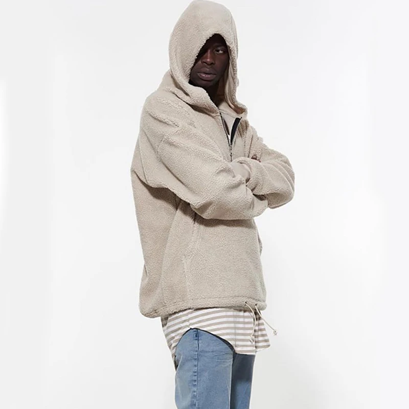 Tsingyi флисовый пуловер на молнии с капюшоном Kanye West Sherpa толстовки уличная городская Bieber Sweat Homme мужская толстовка с капюшоном