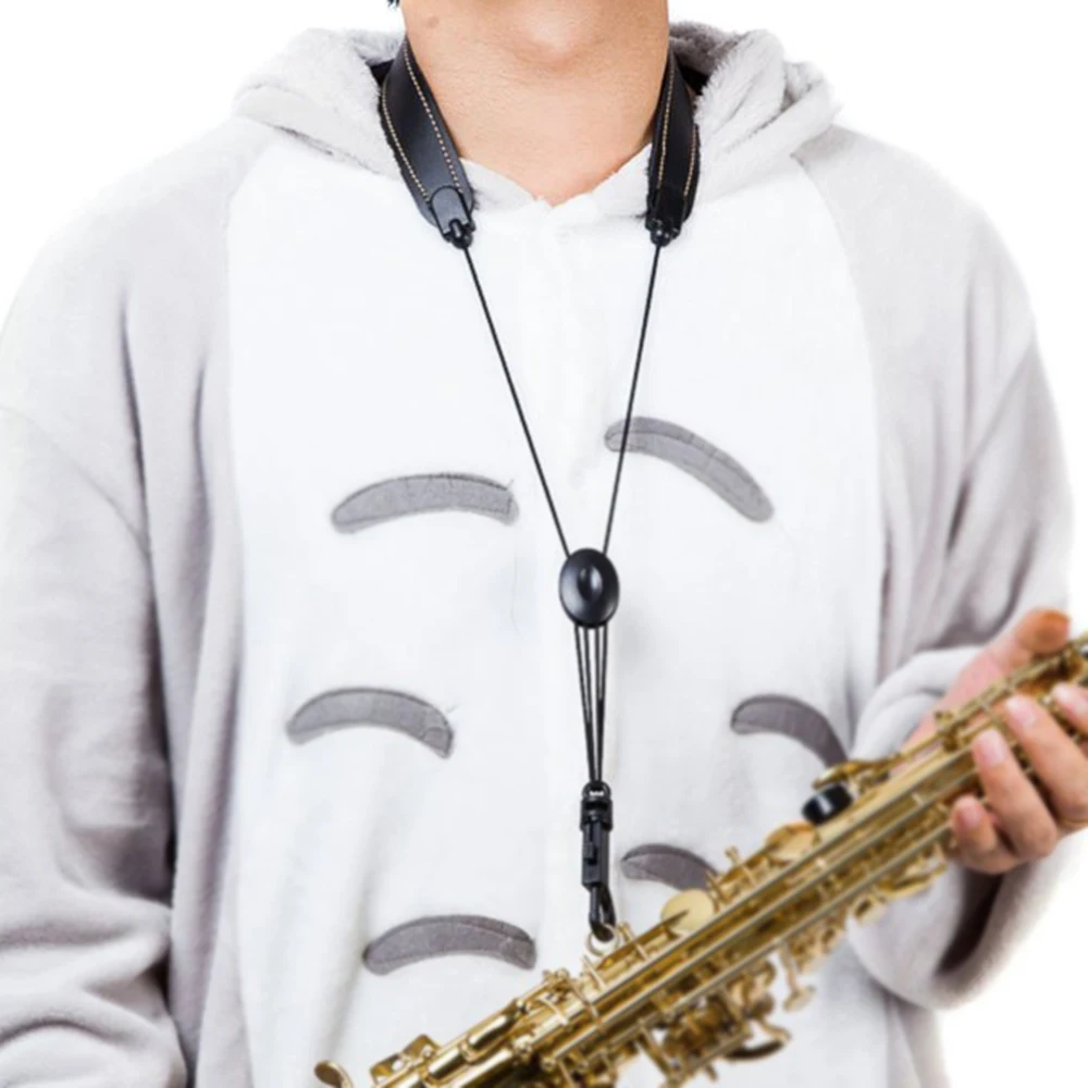 Регулируемый саксофон Sax кожаный нейлоновый мягкий шейный ремешок с застежкой на