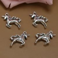 10pclot vintage unicorn horse pendant for diy jewelry making accessories retro charms keychain necklace bracelet trinket