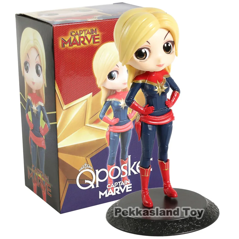 Captain Marvel box Q Posket Marvel супер герой Капитан Marvel Черная Вдова ПВХ фигурка Коллекционная модель игрушки Qposket кукла - Цвет: Captain Marvel box