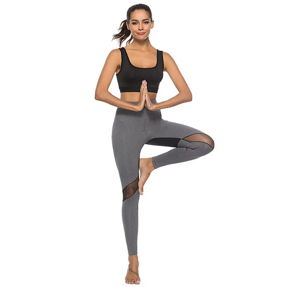 LANGSTAR штаны для йоги с высокой талией комбинированные сетчатые леггинсы фитнеса