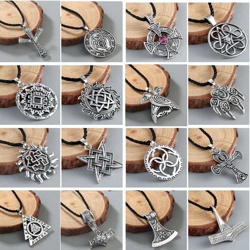 Viking кулон Valknut мужское ожерелье женское круглое языческое религиозное мужское славянское серебро стимпанк ювелирные изделия тибетский амулет в подарок
