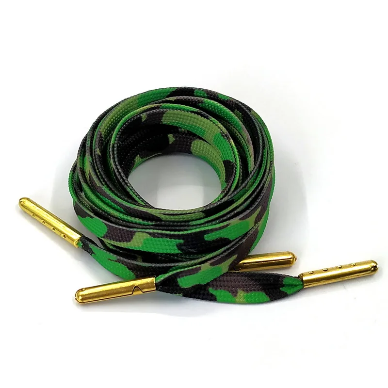 05 Green Black 1 JUPHAIR леопардовые плоские шнурки с металлическим наконечником Флаг Зебра узор печать шнурки двухслойная цветная Радужная обувь шнурки полиэстер - Цвет: 05 Green Black 1