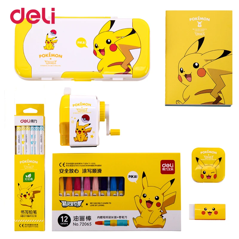 Deli Kawaii Pokemon 8 шт. Школьный набор Пикачу Творческий студенческий подарочный приз