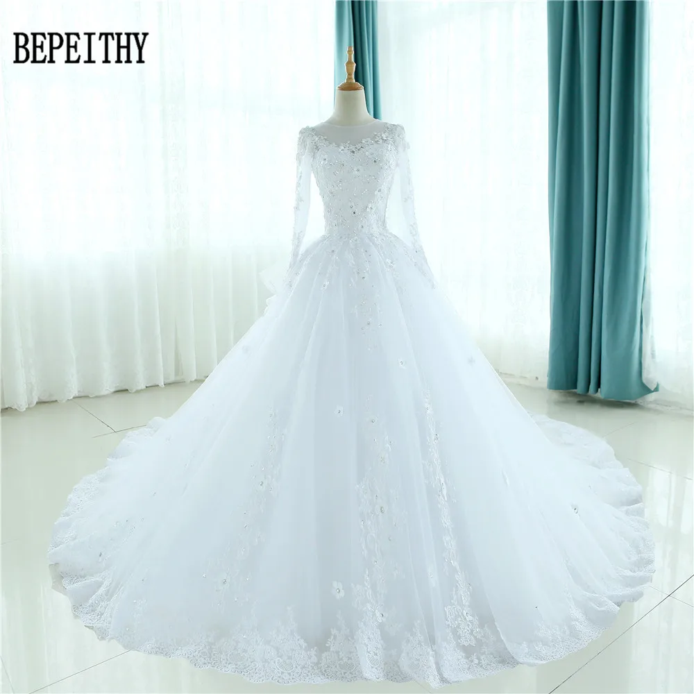 Женское бальное платье BEPEITHY Белое Бальное Платье с длинным рукавом и кружевной